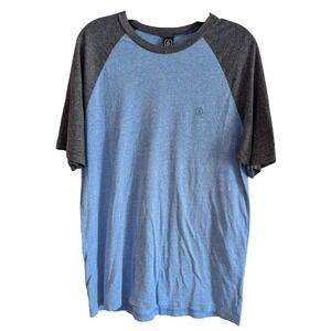 Volcom Mens T‎ Shirt L Short Sleeve Blue Grey Surf Skate Beach